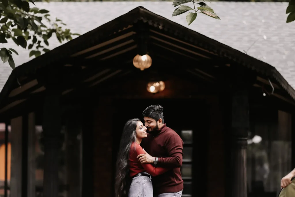 Pre wedding shoot creative pose showing love